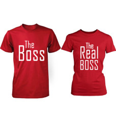 Red The Real Boss Couple Tshirt